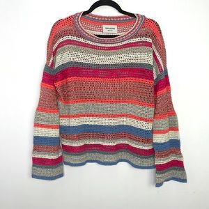 Zadig & Voltaire flint ho stripes metallic open knit crochet sweater